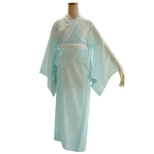 画像をギャラリービューアに読み込む, 東レ爽竹 洗える夏の長襦袢 ブルー M/Lサイズ すぐ着られる半衿付きプレタ TORAY爽竹の涼しく快適な夏用長襦袢 お洒落なカラータイプ