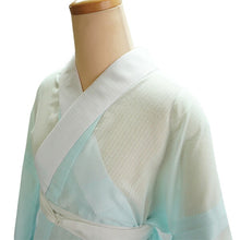 画像をギャラリービューアに読み込む, 東レ爽竹 洗える夏の長襦袢 ブルー M/Lサイズ すぐ着られる半衿付きプレタ TORAY爽竹の涼しく快適な夏用長襦袢 お洒落なカラータイプ