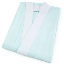 画像をギャラリービューアに読み込む, 東レ爽竹 洗える夏の長襦袢 ブルー M/Lサイズ すぐ着られる半衿付きプレタ TORAY爽竹の涼しく快適な夏用長襦袢 お洒落なカラータイプ