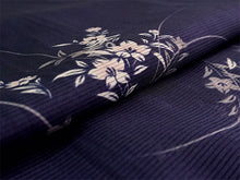 画像をギャラリービューアに読み込む, 洗える夏着物 絽 お仕立て上がり 単品 ダークネイビー 桔梗 Lサイズ 小紋 カジュアル お手入れ簡単!ポリエステルの夏きもの レディース