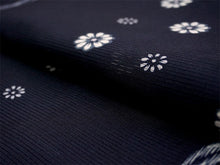 画像をギャラリービューアに読み込む, 洗える夏着物 絽 お仕立て上がり 単品 ブラック 花 波 Lサイズ 小紋 カジュアル お手入れ簡単!ポリエステルの夏きもの レディース