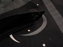 画像をギャラリービューアに読み込む, 洗える夏着物 絽 お仕立て上がり 単品 ブラック 短冊 曲線 月 Mサイズ 小紋 カジュアル お手入れ簡単!ポリエステルの夏きもの レディース