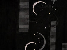 画像をギャラリービューアに読み込む, 洗える夏着物 絽 お仕立て上がり 単品 ブラック 短冊 曲線 月 Mサイズ 小紋 カジュアル お手入れ簡単!ポリエステルの夏きもの レディース