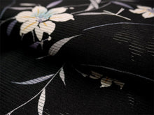 画像をギャラリービューアに読み込む, 洗える夏着物 絽 お仕立て上がり 単品 ブラック ゆり Mサイズ 小紋 カジュアル お手入れ簡単!ポリエステルの夏きもの レディース