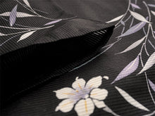 画像をギャラリービューアに読み込む, 洗える夏着物 絽 お仕立て上がり 単品 ブラック ゆり Mサイズ 小紋 カジュアル お手入れ簡単!ポリエステルの夏きもの レディース