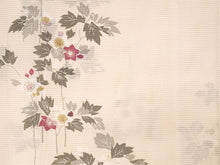 画像をギャラリービューアに読み込む, 洗える夏着物 絽 お仕立て上がり 単品 ライトベージュ 花 秋明菊 Mサイズ 小紋 カジュアル お手入れ簡単!ポリエステルの夏きもの レディース