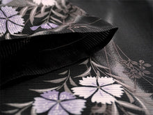 画像をギャラリービューアに読み込む, 洗える夏着物 絽 お仕立て上がり 単品 ブラック なでしこ 萩 Mサイズ 小紋 カジュアル お手入れ簡単!ポリエステルの夏きもの レディース