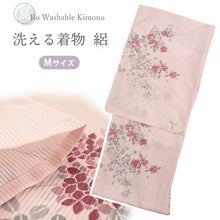 画像をギャラリービューアに読み込む, 洗える夏着物 絽 お仕立て上がり 単品 ピンク 花 あじさい 杜若 萩 Mサイズ 小紋 カジュアル お手入れ簡単!ポリエステルの夏きもの レディース