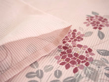 画像をギャラリービューアに読み込む, 洗える夏着物 絽 お仕立て上がり 単品 ピンク 花 あじさい 杜若 萩 Mサイズ 小紋 カジュアル お手入れ簡単!ポリエステルの夏きもの レディース