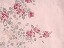 画像をギャラリービューアに読み込む, 洗える夏着物 絽 お仕立て上がり 単品 ピンク 花 あじさい 杜若 萩 Mサイズ 小紋 カジュアル お手入れ簡単!ポリエステルの夏きもの レディース