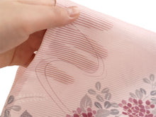 画像をギャラリービューアに読み込む, 洗える夏着物 絽 お仕立て上がり 単品 ピンク 花 あじさい 杜若 萩 Mサイズ 小紋 カジュアル お手入れ簡単!ポリエステルの夏きもの レディース