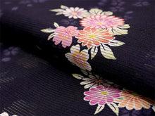 画像をギャラリービューアに読み込む, 洗える夏着物 絽 お仕立て上がり 単品 パープル 牡丹 菊 さくら Mサイズ 小紋 カジュアル お手入れ簡単!ポリエステルの夏きもの レディース