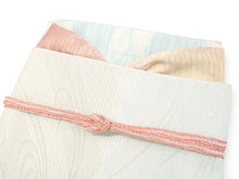 画像をギャラリービューアに読み込む, 洗える夏きもの 紗 コーディネート4点セット Mサイズ 水色 縞 小紋 オフホワイト 薄緑 名古屋帯 開き仕立て ピンク 薄黄 正絹 帯揚げ 帯締め 夏を楽しむ!すぐ着られるコーデ済みきものセット