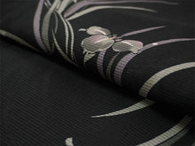 画像をギャラリービューアに読み込む, 洗える夏きもの 絽 コーディネート4点セット Lサイズ ブラック 菖蒲 杜若 小紋 水色 ドット 水玉 名古屋帯 開き仕立て 渋ピンク 渋黄 正絹 帯揚げ 帯締め 夏を楽しむ!すぐ着られるコーデ済みきものセット