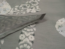 画像をギャラリービューアに読み込む, 洗える夏きもの 紗 コーディネート4点セット Lサイズ グレー 更紗 縞 小紋 薄緑 ミントグリーン 花 名古屋帯 開き仕立て 赤茶 ピンクベージュ 正絹 帯揚げ 帯締め 夏を楽しむ!すぐ着られるコーデ済みきものセット