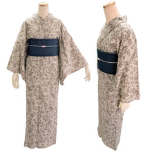 画像をギャラリービューアに読み込む, 浴衣 単品 レディース ブラウン 花 鳥 更紗 綿 からみ織 レース ひでや工房 お仕立て上がり 夏 着物 きもの 和服 和装 ゆかた プレタ おしゃれ モダン カジュアル 夏祭り 花火大会