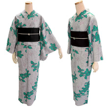 画像をギャラリービューアに読み込む, 浴衣 単品 レディース グレー グリーン 蝶 椿 綿 からみ織 レース ひでや工房 お仕立て上がり 夏 着物 きもの 和服 和装 ゆかた プレタ おしゃれ モダン カジュアル 夏祭り 花火大会
