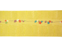 画像をギャラリービューアに読み込む, 半幅帯 リバーシブル イエロー 蔦 刺繍 長尺 400cm ひでや工房 半巾帯 細帯 仕立て上がり カジュアル おしゃれ モダン 和服 和装 小紋 レディース
