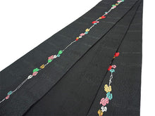 画像をギャラリービューアに読み込む, 半幅帯 リバーシブル ブラック 蔦 刺繍 長尺 400cm ひでや工房 半巾帯 細帯 仕立て上がり カジュアル おしゃれ モダン 和服 和装 小紋 レディース