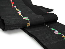 画像をギャラリービューアに読み込む, 半幅帯 リバーシブル ブラック 蔦 刺繍 長尺 400cm ひでや工房 半巾帯 細帯 仕立て上がり カジュアル おしゃれ モダン 和服 和装 小紋 レディース