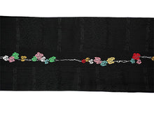 画像をギャラリービューアに読み込む, 半幅帯 リバーシブル ブラック 蔦 刺繍 長尺 400cm ひでや工房 半巾帯 細帯 仕立て上がり カジュアル おしゃれ モダン 和服 和装 小紋 レディース