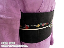 画像をギャラリービューアに読み込む, 半幅帯 リバーシブル ブラック 蔦 刺繍 長尺 400cm ひでや工房 半巾帯 細帯 仕立て上がり カジュアル おしゃれ モダン 和服 和装 小紋 レディース