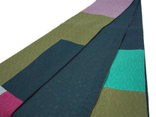 画像をギャラリービューアに読み込む, 半幅帯 くすみ 幾何学 ネイビー グレー 長尺 400cm ひでや工房 半巾帯 細帯 仕立て上がり カジュアル おしゃれ モダン 和服 和装 小紋 レディース