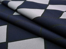 画像をギャラリービューアに読み込む, 洗える着物反物 男物 メンズ フルオーダー仕立て付き ネイビー 幾何学 男性・女性兼用 ちりめん地の幅広反物 袷・単衣・羽織に自分サイズお仕立て アンサンブルにも ポリエステル