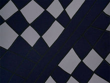画像をギャラリービューアに読み込む, 洗える着物反物 男物 メンズ フルオーダー仕立て付き ネイビー 幾何学 男性・女性兼用 ちりめん地の幅広反物 袷・単衣・羽織に自分サイズお仕立て アンサンブルにも ポリエステル