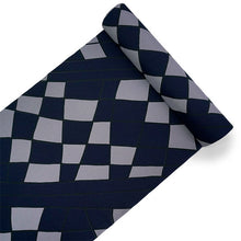 画像をギャラリービューアに読み込む, 洗える着物反物 男物 メンズ フルオーダー仕立て付き ネイビー 幾何学 男性・女性兼用 ちりめん地の幅広反物 袷・単衣・羽織に自分サイズお仕立て アンサンブルにも ポリエステル