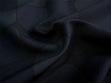 画像をギャラリービューアに読み込む, 洗える着物反物 男物 メンズ フルオーダー仕立て付き ダークネイビー 幾何学 タイル 男性・女性兼用 ちりめん地の幅広反物 袷・単衣・羽織に自分サイズお仕立て アンサンブルにも ポリエステル