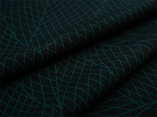 画像をギャラリービューアに読み込む, 洗える着物反物 男物 メンズ フルオーダー仕立て付き ブラック グリーン 幾何学 網目 男性・女性兼用 ちりめん地の幅広反物 袷・単衣・羽織に自分サイズお仕立て アンサンブルにも ポリエステル