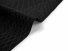 画像をギャラリービューアに読み込む, 洗える着物反物  男物 メンズ フルオーダー仕立て付き ブラック グレー 幾何学 網目 男性・女性兼用 ちりめん地の幅広反物 袷・単衣・羽織に自分サイズお仕立て アンサンブルにも ポリエステル