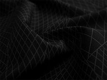 画像をギャラリービューアに読み込む, 洗える着物反物  男物 メンズ フルオーダー仕立て付き ブラック グレー 幾何学 網目 男性・女性兼用 ちりめん地の幅広反物 袷・単衣・羽織に自分サイズお仕立て アンサンブルにも ポリエステル