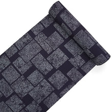 画像をギャラリービューアに読み込む, 洗える着物反物 男物 メンズ フルオーダー仕立て付き ネイビー 石畳 男性・女性兼用 ちりめん地の幅広反物 袷・単衣・羽織に自分サイズお仕立て アンサンブルにも ポリエステル