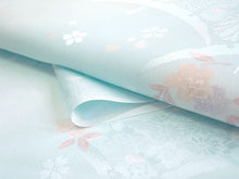 画像をギャラリービューアに読み込む, 長襦袢 洗える 反物 東レ シルック 綸子 ペールブルー ぼかし 桜 四季花地紋 フルオーダー 仕立て付き 女性 レディース 襦袢 長襦袢 和装 和服 きもの インナー おしゃれ TORAY sillook