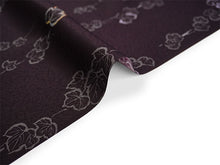 画像をギャラリービューアに読み込む, 洗える着物 小紋 反物 東レシルック フルオーダー仕立て付 ブラック ぶどう ツタ 大久保信子流きもの ぴったり自分サイズにお仕立てで着姿きれい 袷も単衣もオールシーズン対応