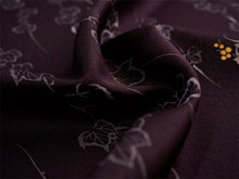 画像をギャラリービューアに読み込む, 洗える着物 小紋 反物 東レシルック フルオーダー仕立て付 ブラック ぶどう ツタ 大久保信子流きもの ぴったり自分サイズにお仕立てで着姿きれい 袷も単衣もオールシーズン対応