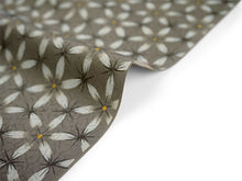 画像をギャラリービューアに読み込む, 洗える着物 小紋 反物 東レシルック フルオーダー仕立て付 カーキ グリーン 亀甲 花 大久保信子流きもの ぴったり自分サイズにお仕立てで着姿きれい 袷も単衣もオールシーズン対応