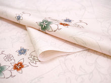 画像をギャラリービューアに読み込む, 洗える着物 小紋 反物 東レシルック フルオーダー仕立て付 ピンク 裂取り 花 美しいキモノ掲載 ぴったり自分サイズにお仕立てで着姿きれい 袷も単衣もオールシーズン対応