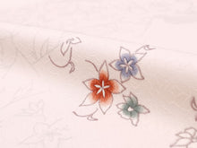 画像をギャラリービューアに読み込む, 洗える着物 小紋 反物 東レシルック フルオーダー仕立て付 ピンク 裂取り 花 美しいキモノ掲載 ぴったり自分サイズにお仕立てで着姿きれい 袷も単衣もオールシーズン対応