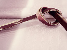 画像をギャラリービューアに読み込む, 正絹 帯揚げ帯締めセット フォーマル向き 帯あげ(ピンク×紫 ぼかし麻の葉と縞柄) 丹後ちりめん 平組 帯〆 (ボルドー) 和装小物 レディース