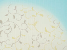 画像をギャラリービューアに読み込む, 正絹 帯揚げ帯締めセット フォーマル向き 帯あげ(ブルー×ブラウン 縞に唐草柄) 平組 帯〆 (水色) 和装小物 レディース