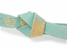 画像をギャラリービューアに読み込む, 正絹 帯揚げ帯締めセット フォーマル向き 帯あげ(ブルー×ブラウン 縞に唐草柄) 平組 帯〆 (水色) 和装小物 レディース