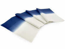 画像をギャラリービューアに読み込む, 正絹 帯揚げ帯締めセット フォーマル向き 帯あげ(ブルー×ホワイト ぼかし格子柄) 平組 帯〆 (墨黒) 和装小物 レディース