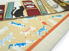 画像をギャラリービューアに読み込む, 半幅帯 リバーシブル nico オフホワイト地 猫の古本屋 長尺 半巾帯 wakka 小袋 おしゃれ 日本製 帯 着物 カジュアル 普段着 モダン