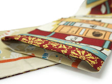 画像をギャラリービューアに読み込む, 半幅帯 リバーシブル nico オフホワイト地 猫の古本屋 長尺 半巾帯 wakka 小袋 おしゃれ 日本製 帯 着物 カジュアル 普段着 モダン