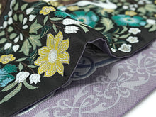 画像をギャラリービューアに読み込む, 半幅帯 リバーシブル nico 黒地 Cats away 長尺 半巾帯 wakka 小袋 おしゃれ 日本製 帯 着物 カジュアル 普段着 猫 花 ネコ モダン