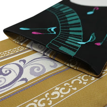 画像をギャラリービューアに読み込む, 半幅帯 リバーシブル nico 黒地 ピアノソナタ 長尺 半巾帯 wakka 小袋 おしゃれ 日本製 帯 着物 カジュアル 普段着 音符 バイオリン モダン