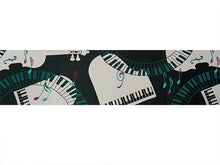画像をギャラリービューアに読み込む, 半幅帯 リバーシブル nico 黒地 ピアノソナタ 長尺 半巾帯 wakka 小袋 おしゃれ 日本製 帯 着物 カジュアル 普段着 音符 バイオリン モダン